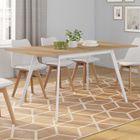 IDMARKET Table scandinave extensible rectangle INGA 4-8 personnes plateau bois pieds blancs 120-160 cm