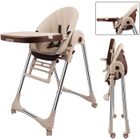 YOLEO Chaise Haute Bébé Pliable Tablette repas Enfant Evolutif Ergonomique Réglable Confortable Beige-Blanc
