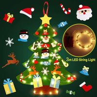Feutre Arbre de Noël, 95CM Sapin de Noël Décoration Vitrine DIY Feutre avec LED lumières , Ornements détachables Cadeaux de Noël