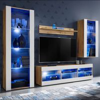 Set Mobili Porta TV Komodee Tivoli - 245x159x35 Cm, Nero, Con LED RGB, Per Soggiorno - Foto 9