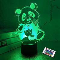 Veilleuse 3D pour enfants - Panda mignon - 16 couleurs - Télécommande
