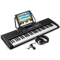 MAX KB4 - Clavier électronique pour débutant avec casque audio et haut-parleurs intégrés, piano numérique 61 touches