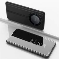 Housse pour Huawei Honor Magic 5 Lite 5G - X40 - X9a - etui portefeuille miroir clear view + film ecran - NOIR