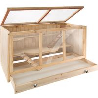 TECTAKE Cage pour rongeurs GOLDIE Tiroir intégré pour entretien facile En bois 95 x 50 x 50 cm - Marron
