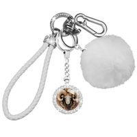 Ensemble de porte-clés blanc à motif Bélier mignon – Porte-clés pour femme en strass étincelant avec bracelet. 48