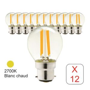 AMPOULE - LED Lot de 12 ampoules LED filament B22 sphérique 4W 4