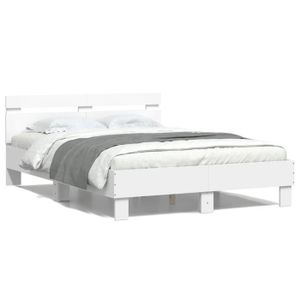 STRUCTURE DE LIT Cadre de lit avec tête de lit et LED blanc 135x190