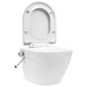 WC - TOILETTES Toilette murale sans bord a fonction de bidet ceramique blanc