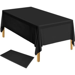 PLULON 2 Pcs Nappe Noire Couverture de Table en Plastique 137 x 274 cm  Couverture de Table Rectangle pour Fête d'anniversaire Décorations de Table  à