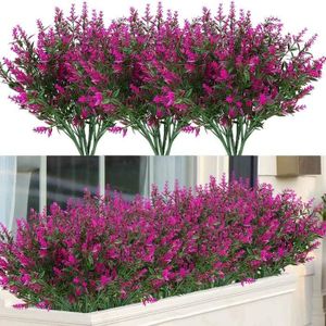 FLEUR ARTIFICIELLE Plante Artificielle - Bouquet de Lavande Lotus Rouge - Décoration Intérieure et Extérieure - Paquet de 8 Bâtons