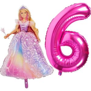 BALLON DÉCORATIF  ® Barbie Lot De Ballons En Aluminium \U2013 1 Ballon En Forme De Personnage De 106,7 Cm Et 1 Ballon Numéroté De 101,6 Cm \U2[n4895]