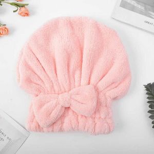 SERVIETTES DE BAIN Linge de Bain,Turban de douche en velours de corail Super absorbant pour femme,bonnet de douche,serviette de cheveux - Type Pink -B