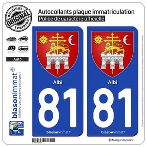 2 Stickers autocollant plaque immatriculation 81 Occitanie