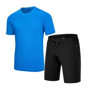 ENSEMBLE DE SPORT Ensemble de Vetement de Sport Homme - Bleu - T-shirt et Short Respirant Séchage Rapide - Running