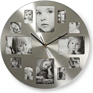 Pendule Cadre Photo Numérique En Plastique Gris - Horloge Avec Cadre - Neuf