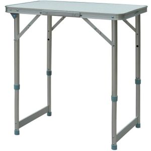 TABLE DE CAMPING Outsunny Table Pliante Table de Camping Table de Jardin Hauteur réglable Aluminium MDF Blanc
