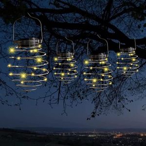 LAMPION YUXUE Lot de 4 Lanternes Solaires à Spirale LED, Lampes en pour L'extérieur, Lnaires Suspendus Décoratifs, Étanches, Créatifs, f373