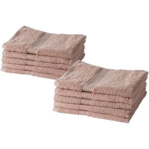 SERVIETTES DE BAIN TODAY Essential - Lot de 10 serviettes de toilette 50x90 cm 100% Coton coloris rose