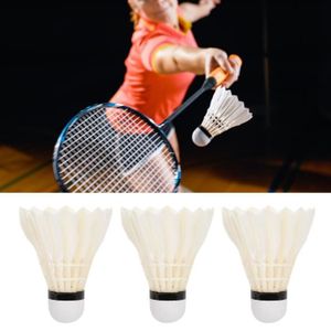 VOLANT DE BADMINTON VGEBY balles de plumes Volants de petite planche de Badminton, 3 pièces, balles d'entraînement en plumes de sport kit Blanc