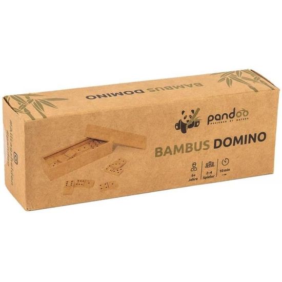 pandoo Domino Jeu de société double 6 en bambou Jeu de société pour toute la famille Jeu de jeu avec 28 dominos 