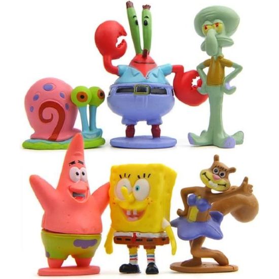 Figurines Bob l'éponge Patrick Star Octopus en PVC - Lot de 6 - Jouets pour enfants - Cadeaux de Noël