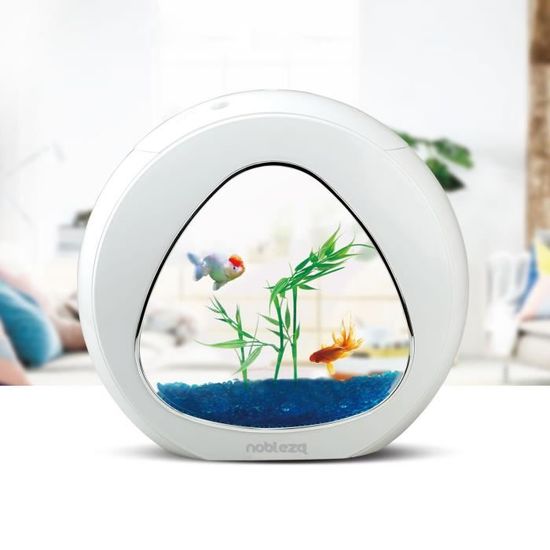 Nobleza - Aquarium design avec fenêtre en verre et lumière LED. Capacité de 4 litres. Couleur blanc.