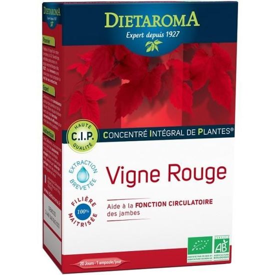 CIP Vigne Rouge Bio 20 ampoules Cdiscount Santé Mieux vivre