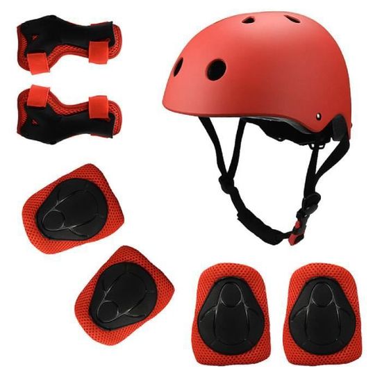 QANYEGN – Kit Protection 7 Pièces Enfant Rose : Casque Vélo + Genouillères, Coudières & Protège-Poignets Pour Skate, Trottinette Et Sports