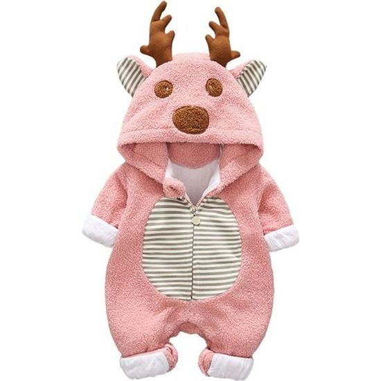 Combinaison Neige Bébé 3-24 Mois - Hiver Chaud, Capuche Oreilles Ours, Fermeture Éclair - Polyester/Élasthanne - Fille Et Garçon