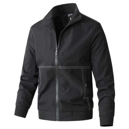 Blouson Bomber Homme Léger - Mi-saison, Coupe-vent, Polyester, Poches Multiples, Style Casual Sportif