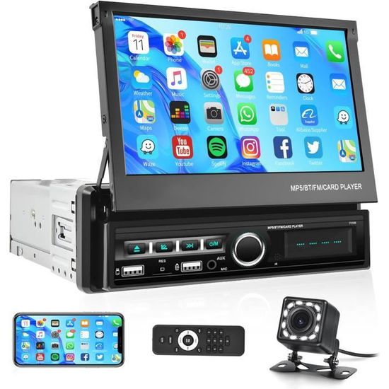 NHOPEEW Autoradio 1 Din 7 Pouces Avec Écran Tactile - Bluetooth, Mirror Link IOS/Android, Caméra De Recul HD, Commande Au Volant | Radio Voiture Moderne - 2