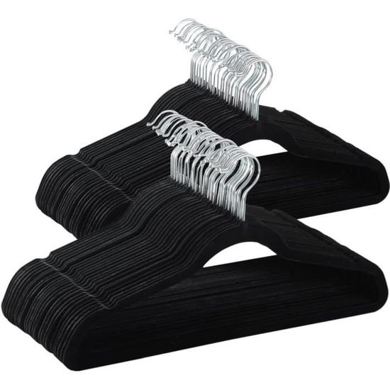 Relaxdays Cintres Noirs Plastique Antidérapant Velours Pour Manteaux Pantalons Vetements Pivotant 360 Set De 30 Noir 84643286