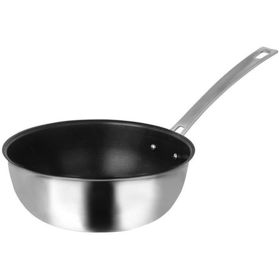 Poêle Sitram Charleston 24cm - Acier Inoxydable Triply - Compatible Induction - Manche Ergonomique