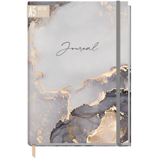 Carnet De Voyage Paper&you® Pointé A5 Avec élastique [Grey Marble] 156 Carnet De Notes