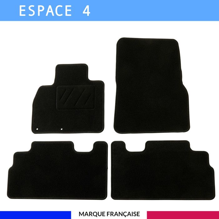 Tapis de voiture - Sur Mesure pour ESPACE 4 (2002 - 2015) - 4 pièces - Tapis de sol antidérapant pour automobile