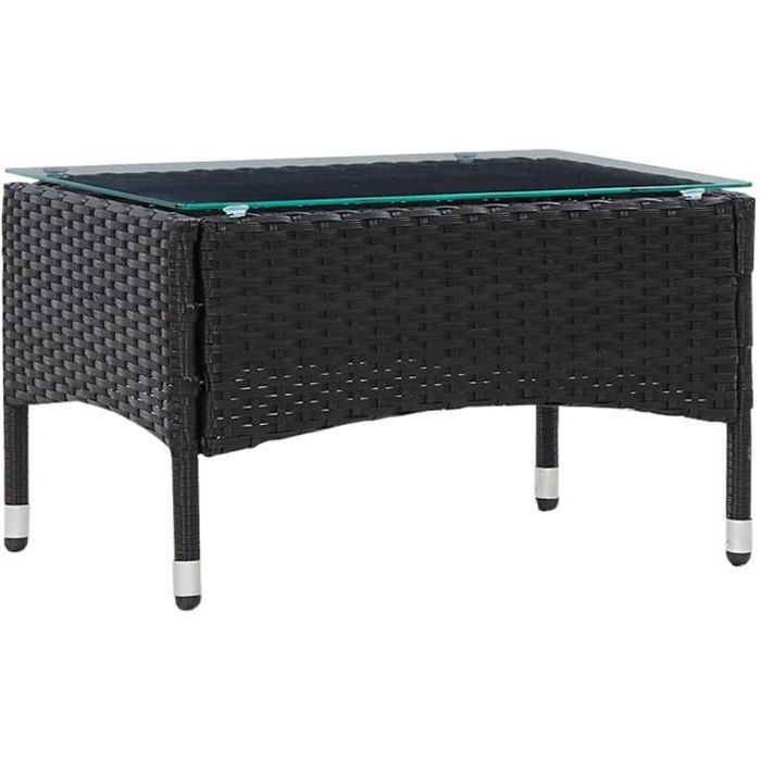 MAG��- Table basse de jardin Table d'extérieur Noir 60x40x36 cm Résine tressée♫5522
