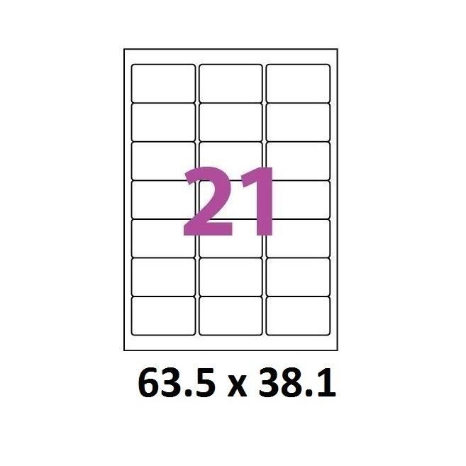 100 planches de 21 étiquettes 63,5 x 38,1 mm