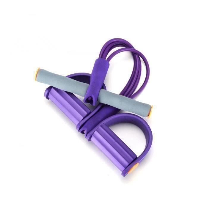 Rameur élastique à abdominaux 4 avec repose-pieds pour exercice de fitness et yoga Violet-L346