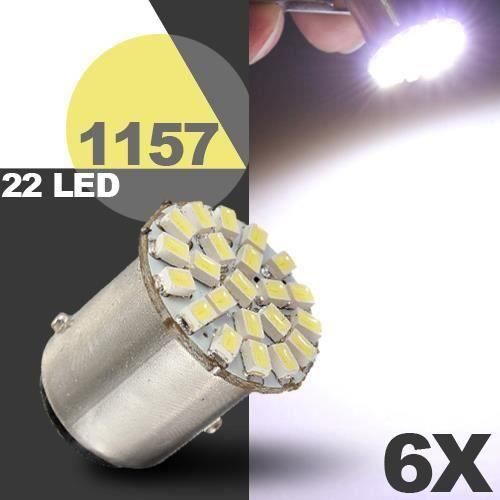 6x T25 S25 1157 P21-5W BAY15d 22 LED 1206 SMD Blanc Feu Stop Lampe Ampoule Voiture Aw46399