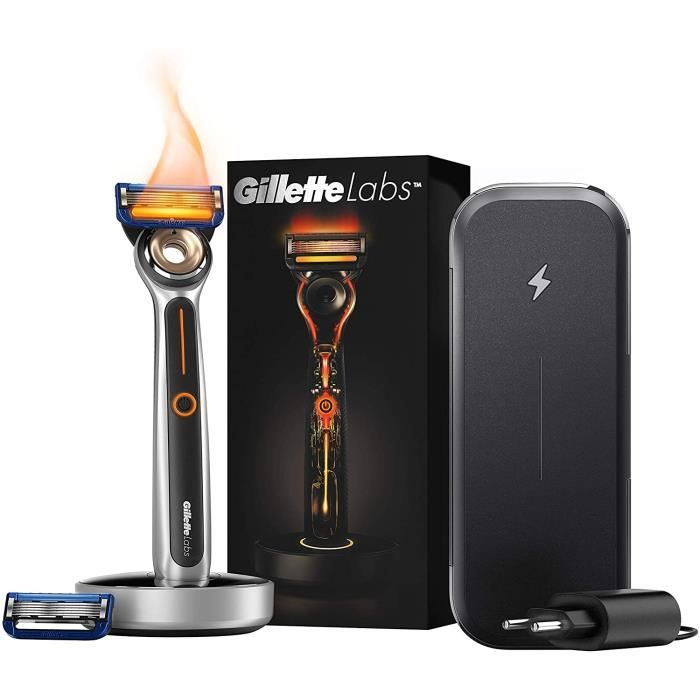 RASOIR Gillette Labs Heated Razor Rasoir chauffant pour homme + 2 lames de recharge, kit de voyage, idée cadeau205