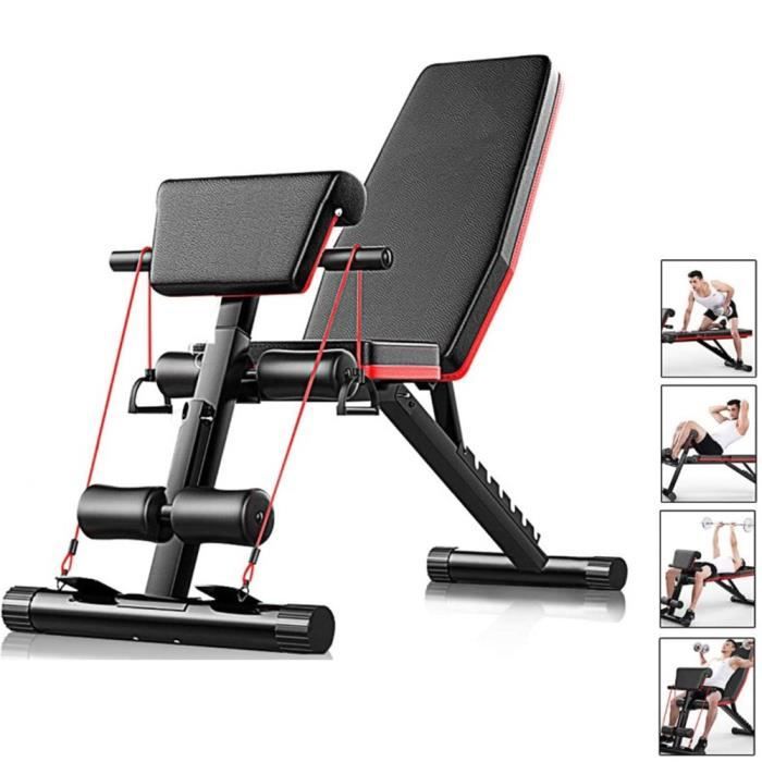 KDINFAV® 4 en 1 Banc de Musculation: d'haltères / planche couchée / banc de prêtre / chaise romaine, 42x130x50-102cm pour fitness