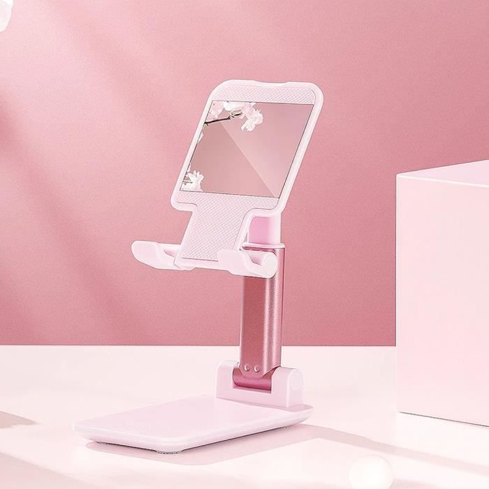 Support Téléphone Portable Réglage Support Bureau dock pour Samsung iPhone Huawei Redmi - Rose