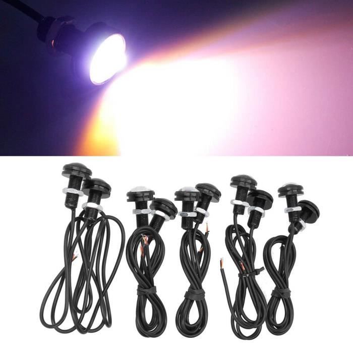 Feu de jour 10 pcs DC9-80V LED DRL feux de jour blanc jaune lumière 23mm 6SMD IP67 étanche-XIS