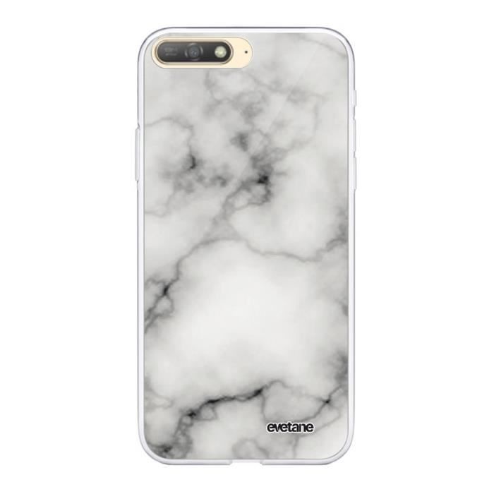 Coque 360 Huawei Y6 2018 360 intégrale transparente Marbre blanc Ecriture Tendance Design Evetane