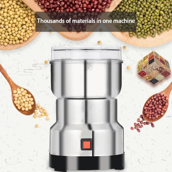 Moulin à Café d'acier Électrique Broyeur à Graines de Lin Noix Poivre Épices Mixeur en Acier Inoxydable 220V