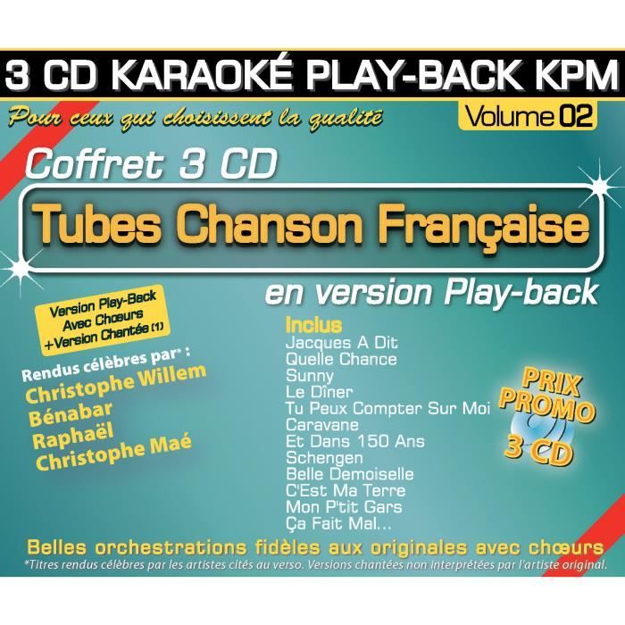 Coffret 3 CD Karaoké Play-Back KPM -Tubes Chanson Française Vol.02-