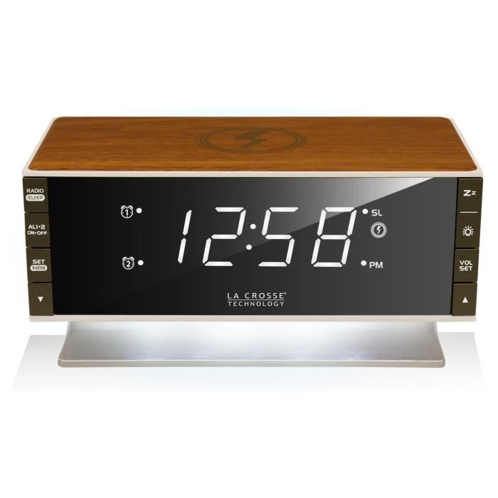 La Crosse Technology - WT-RW0381 - Radio Réveil avec chargeur sans fil pour smartphone,