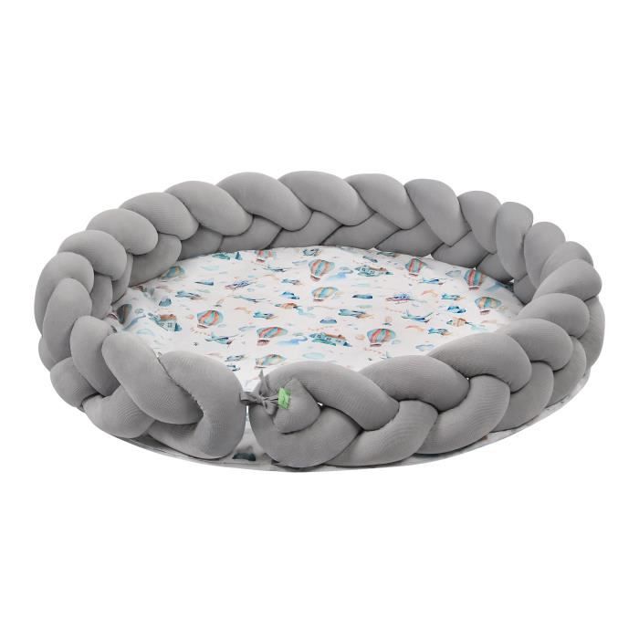 LULANDO Tapis de jeux Braid VELVET Art Collection, tapis d’un diamètre de 100 cm, 100% coton, tapis de jeux pour enfants