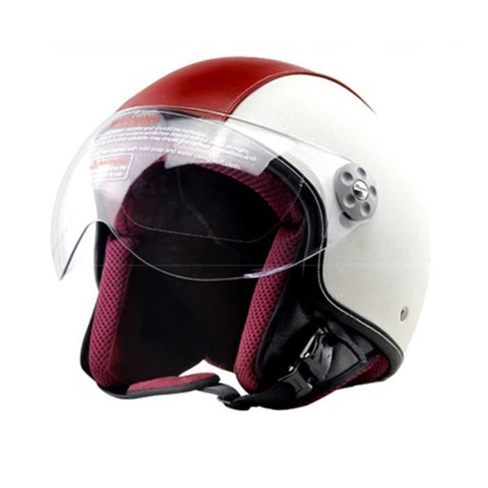 Casque Moto de Marque luxe unisexe Casque Harley vintage rétro moto casque demi casque en pu cuir demi casque de personnality