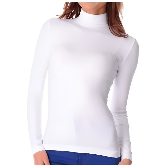 VKA22 Sous-Pulls Col Roulé Thermique Avec Doublure Polaire MYRIAM - BLANC M/L